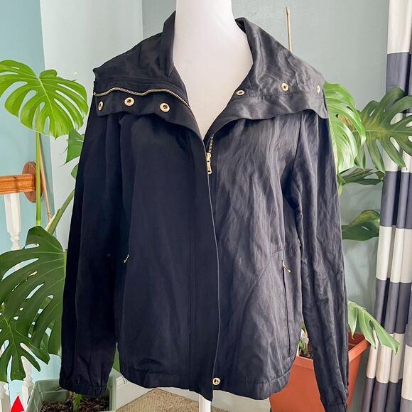 Talbots Jackets & Blazers - Talbots black lightweight jacket with gold buttons and zipper. Size 8